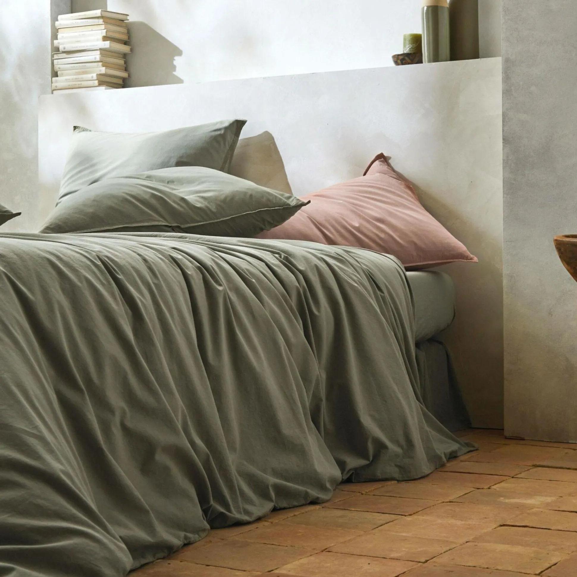 BLANC DES VOSGES Taie d'oreiller percale lavée Bohème - Toundra - Taie d'oreiller 65 x 65 cm