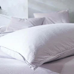 BLANC DES VOSGES Taie d'oreiller percale lavée Bohème - Perle - Taie d'oreiller 65 x 65 cm