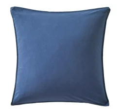 BLANC DES VOSGES Taie d'oreiller percale lavée Bohème - Indigo - Taie d'oreiller 65 x 65 cm