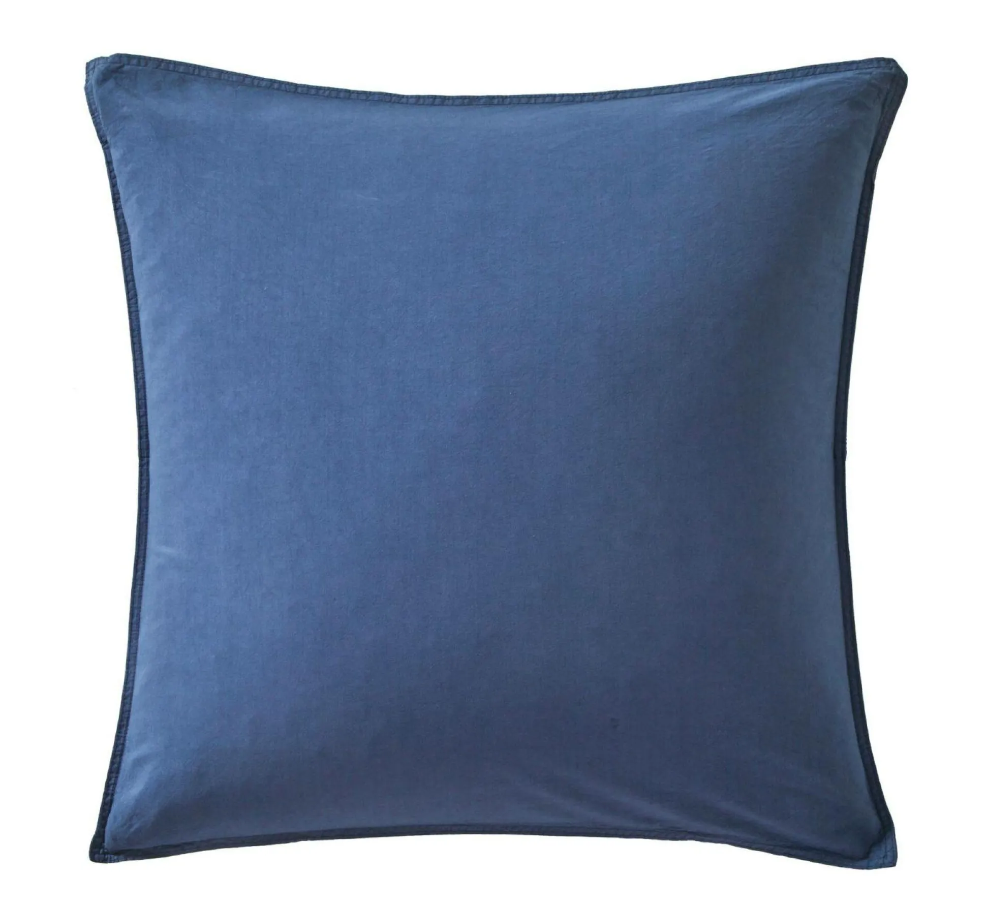 BLANC DES VOSGES Taie d'oreiller percale lavée Bohème - Indigo - Taie d'oreiller 65 x 65 cm
