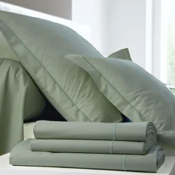 BLANC DES VOSGES Taie d'oreiller Percale Easy - Sauge - Taie d'oreiller 50 x 73 cm
