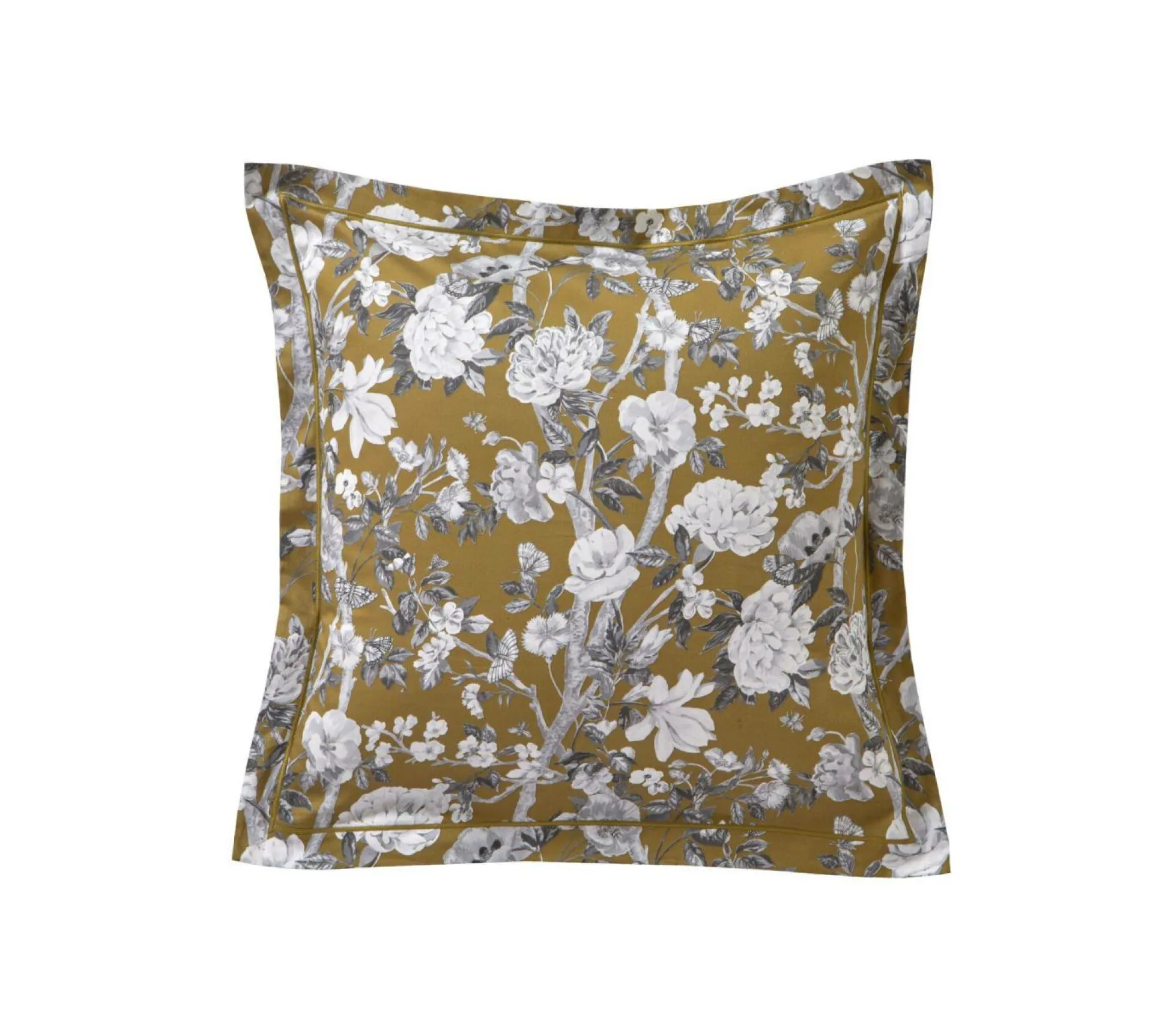BLANC DES VOSGES Taie d'oreiller satin Impérial - Olive - 65 x 65 cm