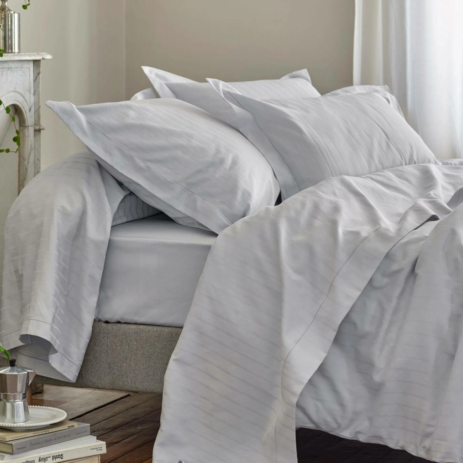 BLANC DES VOSGES Taie d'oreiller satin Divine - Métal - Taie d'oreiller 65 x 65 cm