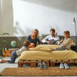 BLANC DES VOSGES Taie d'oreiller percale lavée Bohème - Miel - Taie d'oreiller 50 x 75 cm