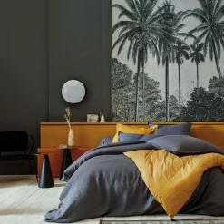 BLANC DES VOSGES Taie d'oreiller 100% lin lavé, Louxor - Graphite - Taie d'oreiller 65 x 65 cm