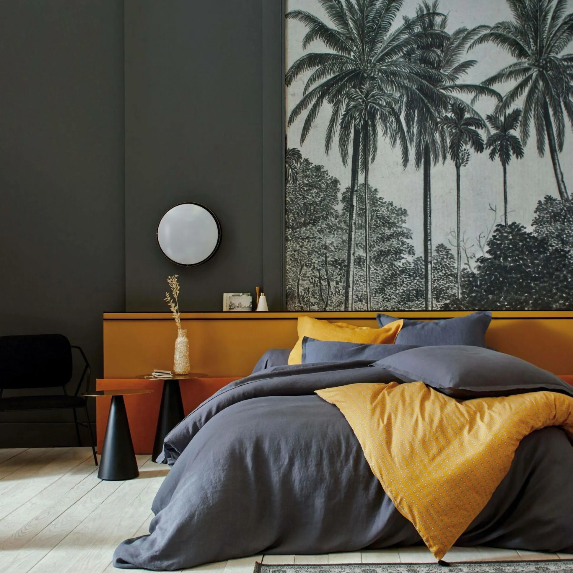 BLANC DES VOSGES Taie d'oreiller 100% lin lavé, Louxor - Graphite - Taie d'oreiller 65 x 65 cm