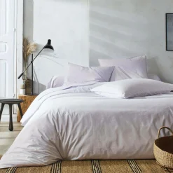 BLANC DES VOSGES Taie d'oreiller percale lavée Bohème - Perle - Taie d'oreiller 50 x 75 cm