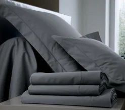 BLANC DES VOSGES Taie d'oreiller Percale Easy - Acier - Taie d'oreiller 65 x 65 cm