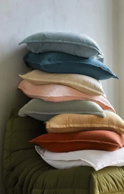 BLANC DES VOSGES Taie gaze de coton Cosy - Craie - Taie de traversin 45 x 190 cm