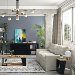 Bout de canapé Albi - Noir/Noyer