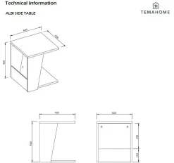 Bout de canapé Albi - Noir/Noyer