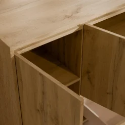 Buffet 4 portes 1 tiroir décor bois Gustavo - Chêne naturel