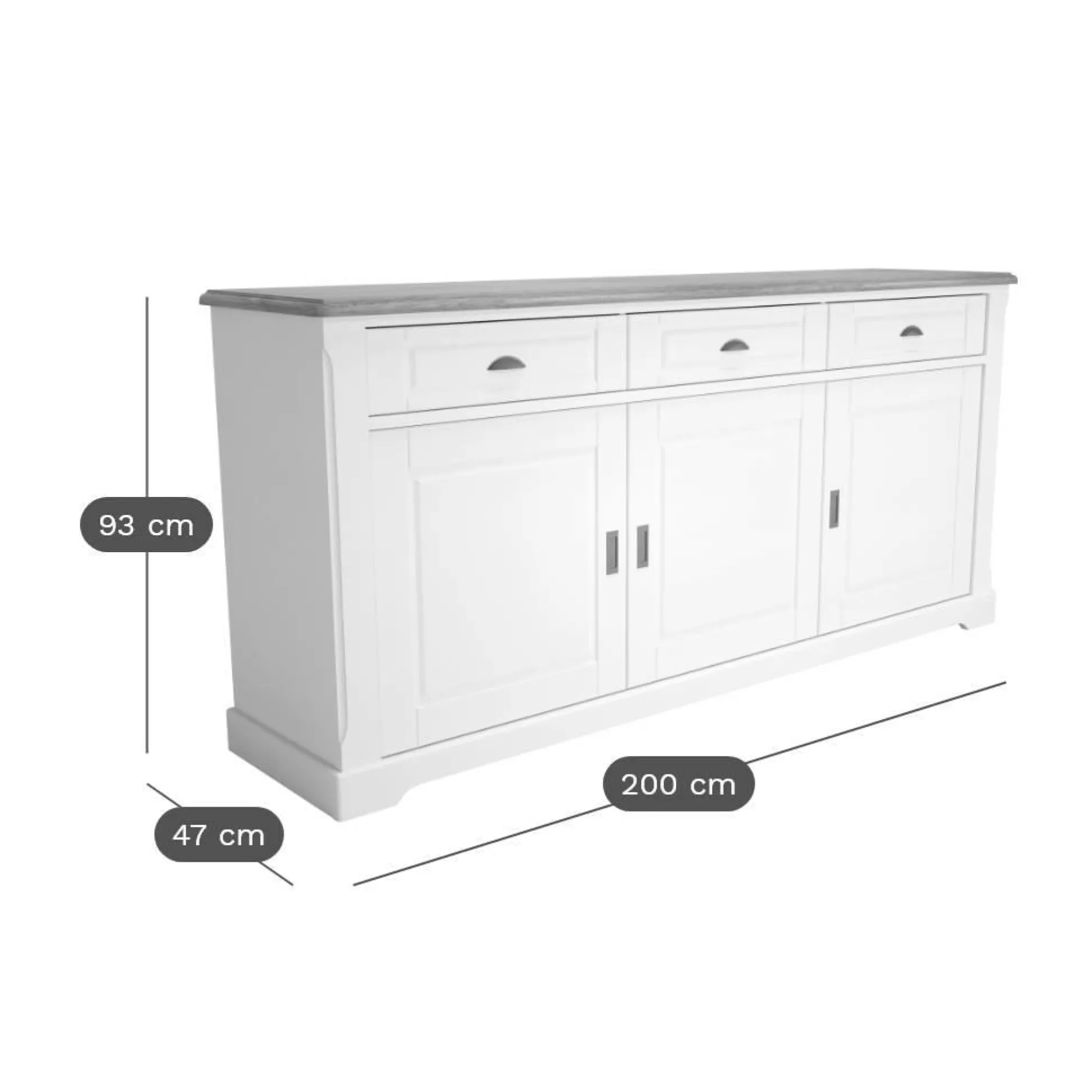 Buffet 3 portes 3 tiroirs Apolline