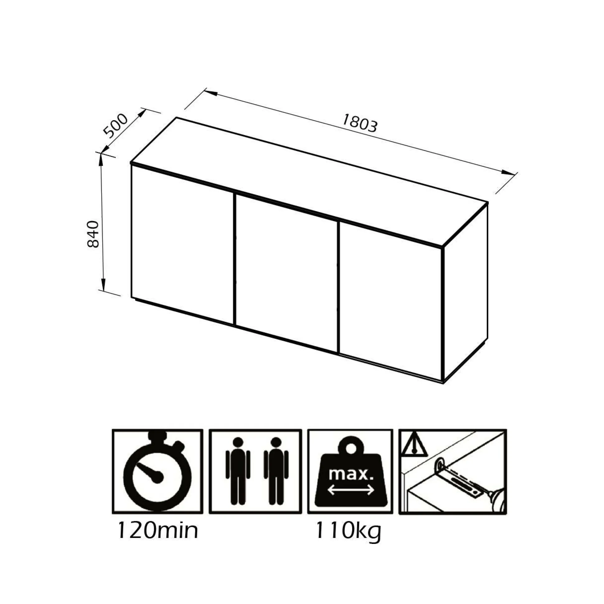 Buffet 3 portes Tilda - Chêne/Blanc