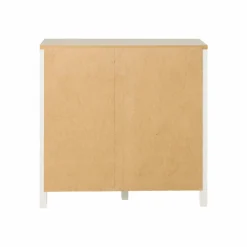 Buffet bas blanc et décor bois 1 porte 1 tiroir Pivoine