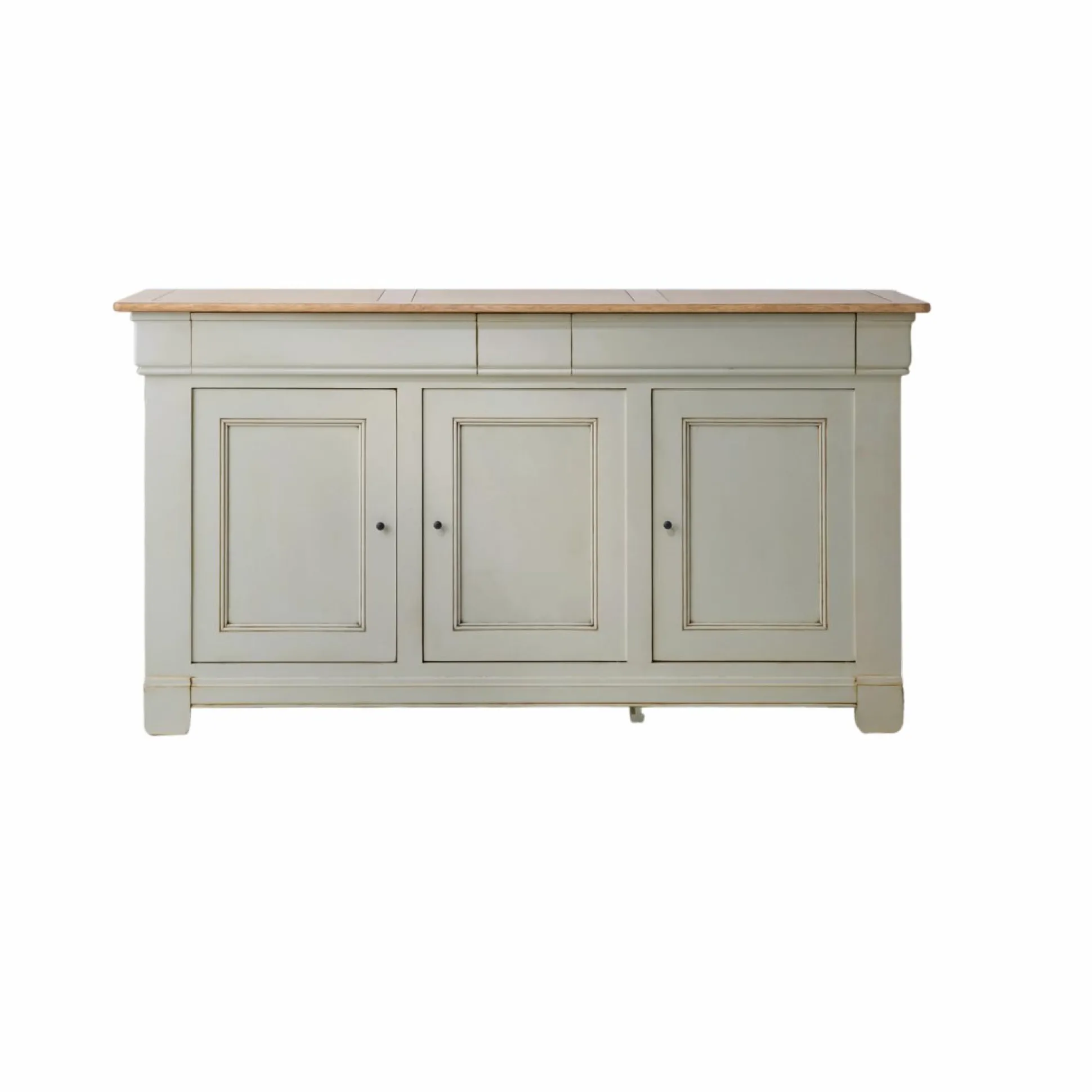 Buffet bois massif 3 portes 3 tiroirs Embellie - Grège