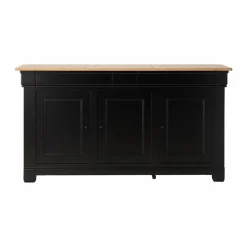 Buffet bois massif 3 portes 3 tiroirs Embellie - Noir