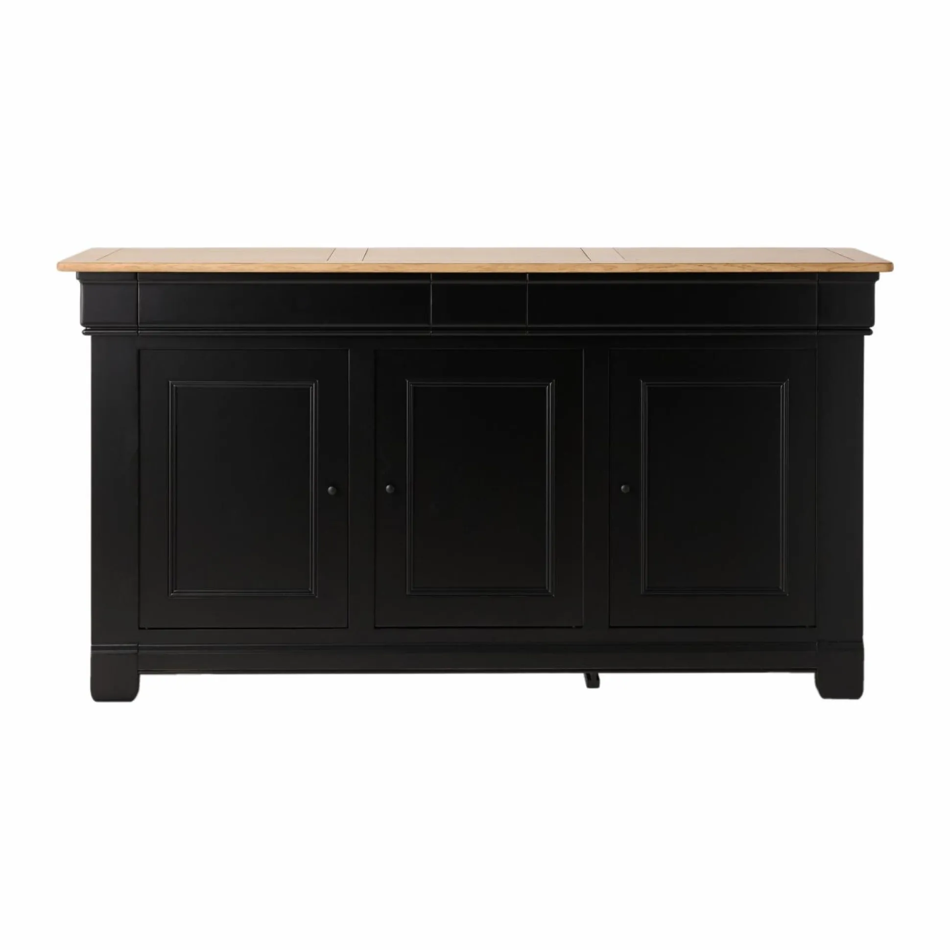 Buffet bois massif 3 portes 3 tiroirs Embellie - Noir
