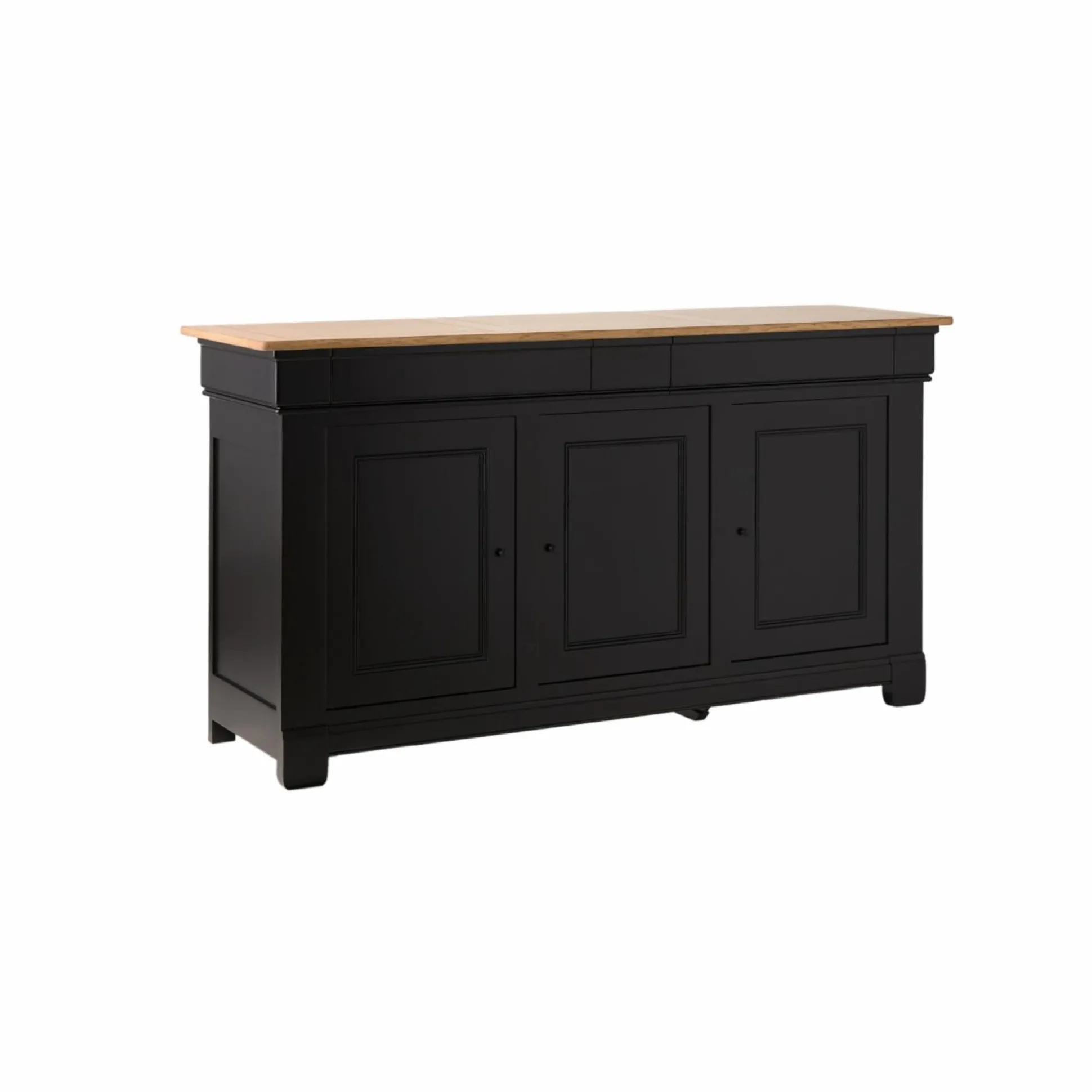 Buffet bois massif 3 portes 3 tiroirs Embellie - Noir