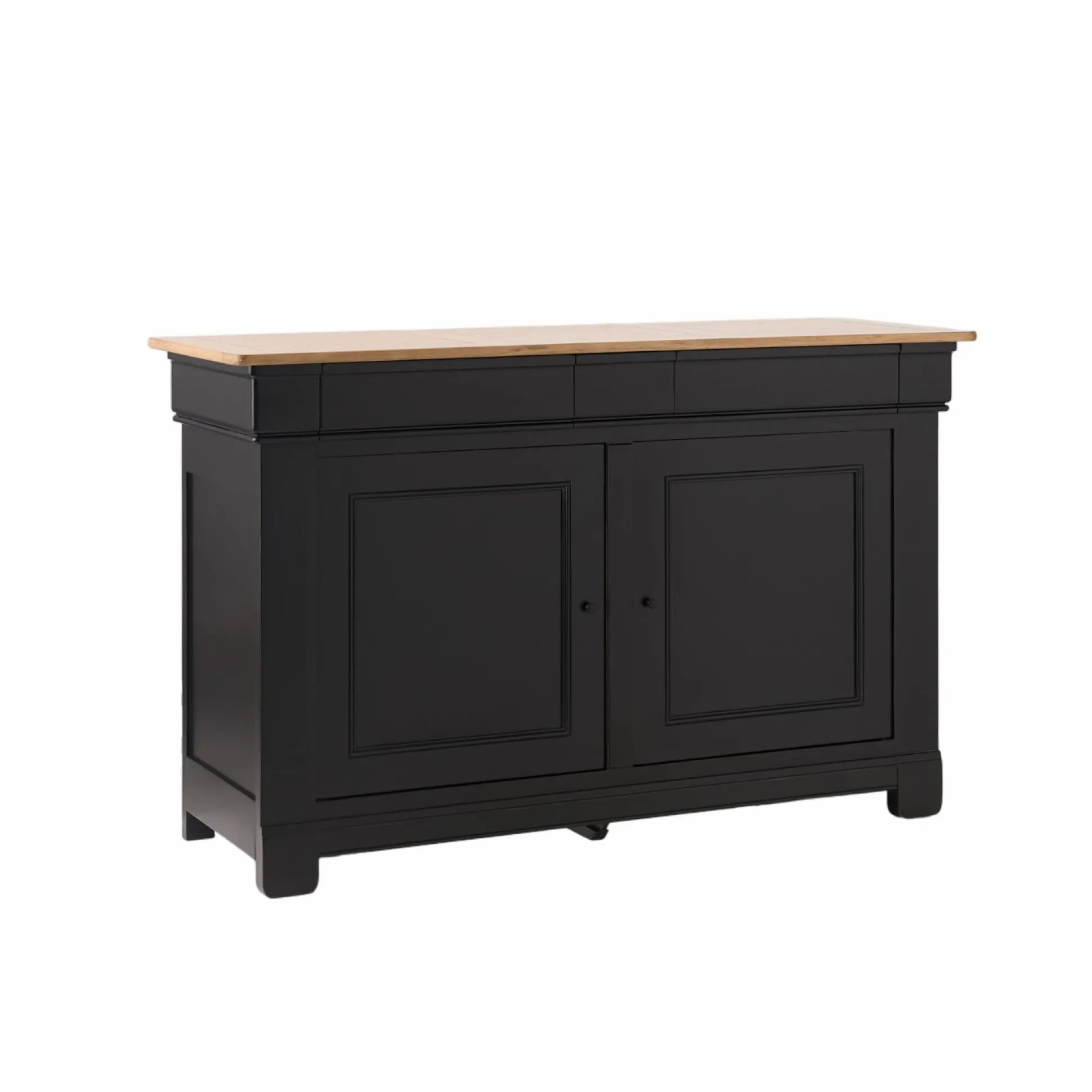 Buffet bois massif 2 portes 3 tiroirs Embellie - Noir