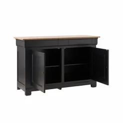 Buffet bois massif 2 portes 3 tiroirs Embellie - Noir