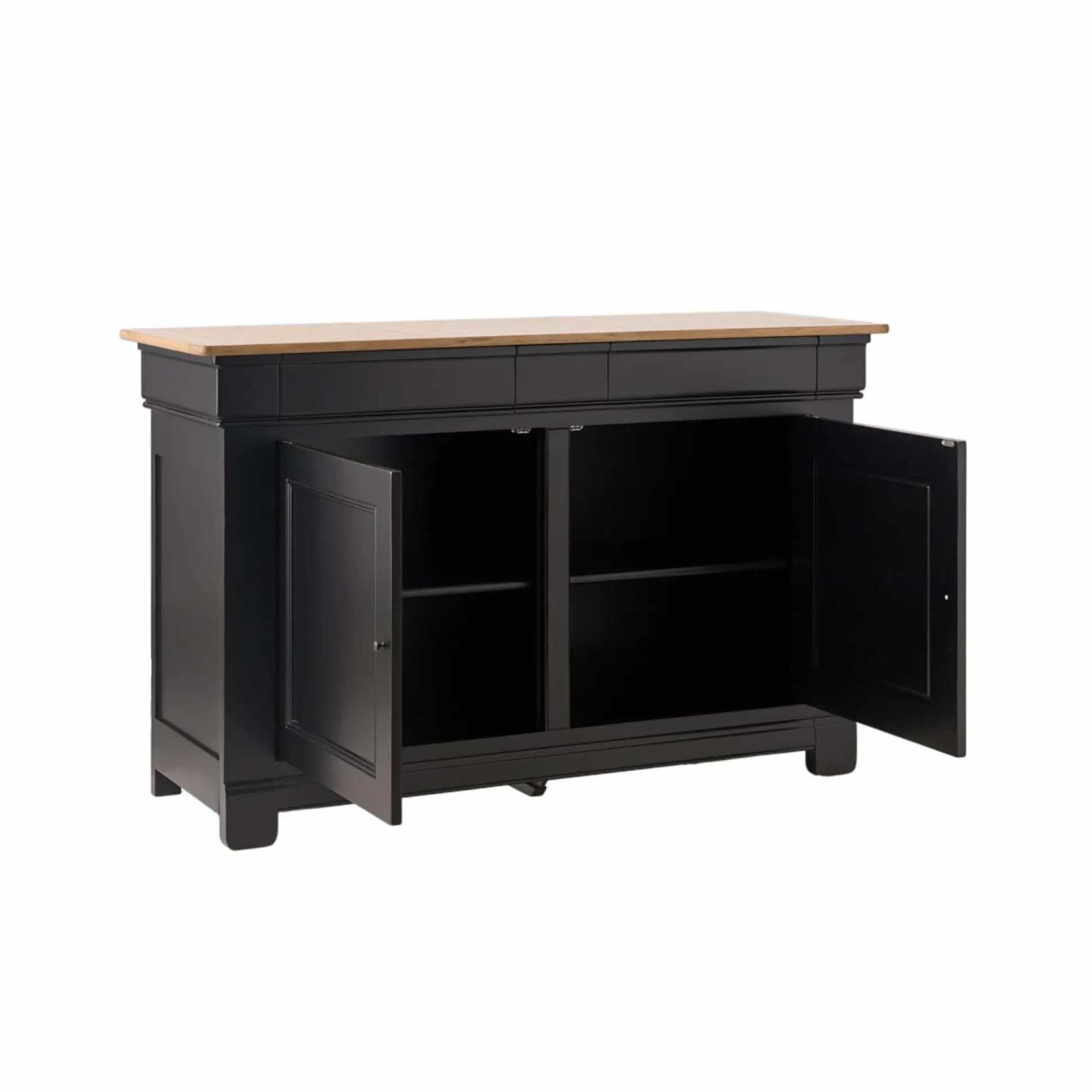 Buffet bois massif 2 portes 3 tiroirs Embellie - Noir