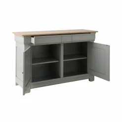 Buffet bois massif 2 portes 3 tiroirs Embellie - Gris
