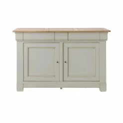 Buffet bois massif 2 portes 3 tiroirs Embellie - Grège