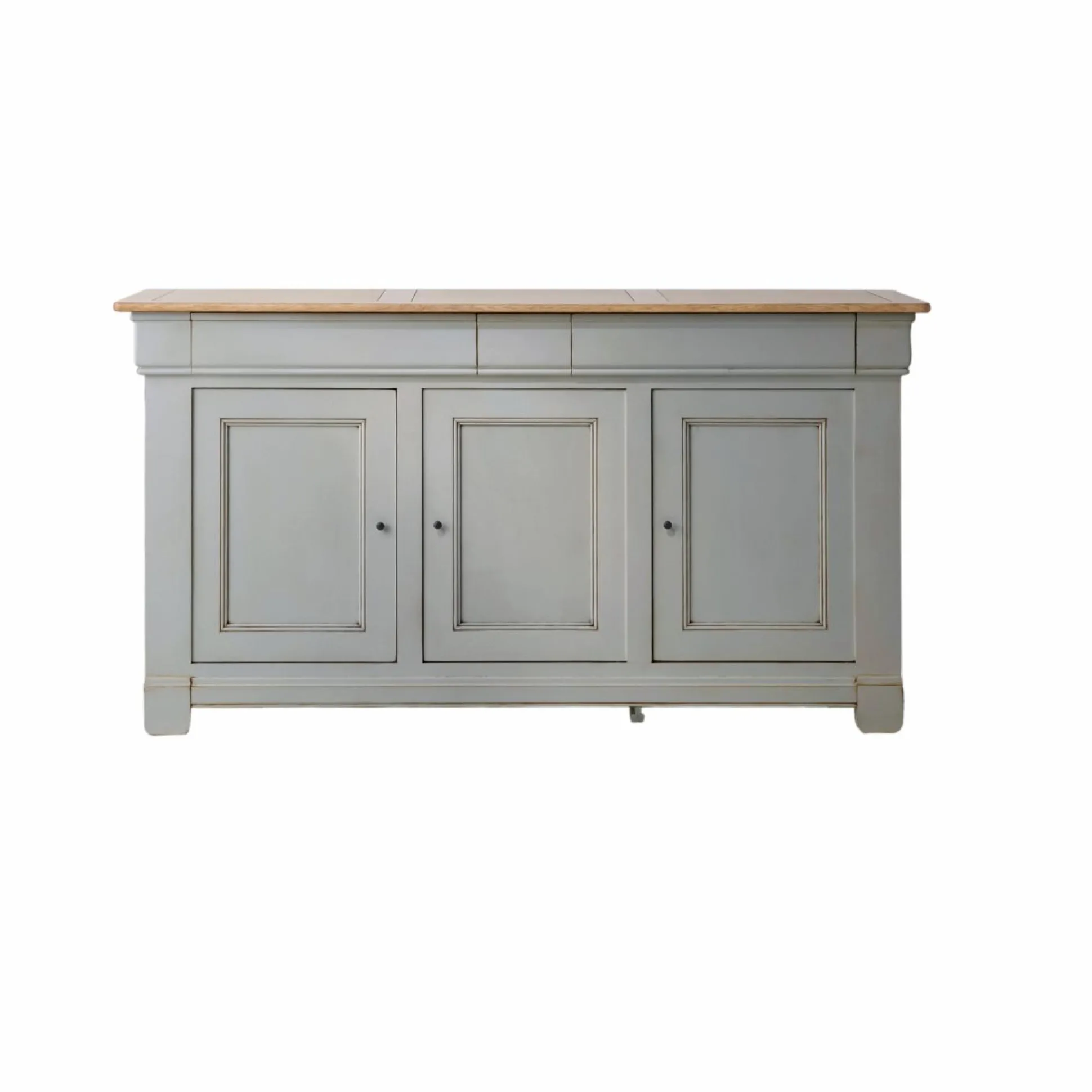 Buffet bois massif 3 portes 3 tiroirs Embellie - Gris