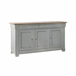 Buffet bois massif 3 portes 3 tiroirs Embellie - Gris
