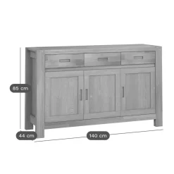 Buffet chêne massif 3 portes 3 tiroirs Luminescence