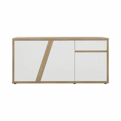 Buffet décor bois et blanc 3 portes 1 tiroir Gustave