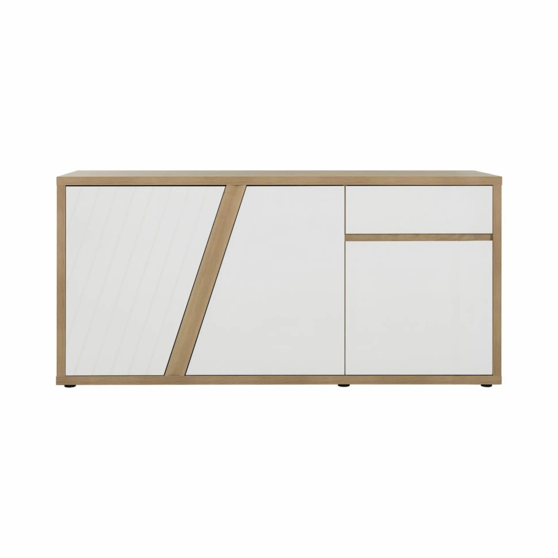 Buffet décor bois et blanc 3 portes 1 tiroir Gustave