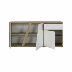 Buffet décor bois et blanc 3 portes 1 tiroir Gustave