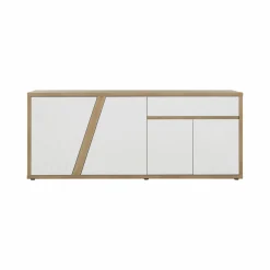 Buffet décor bois et blanc 4 portes 1 tiroir Gustave