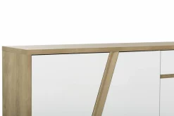 Buffet décor bois et blanc 4 portes 1 tiroir Gustave