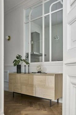 Buffet décor bois pieds métal 3 portes Mila