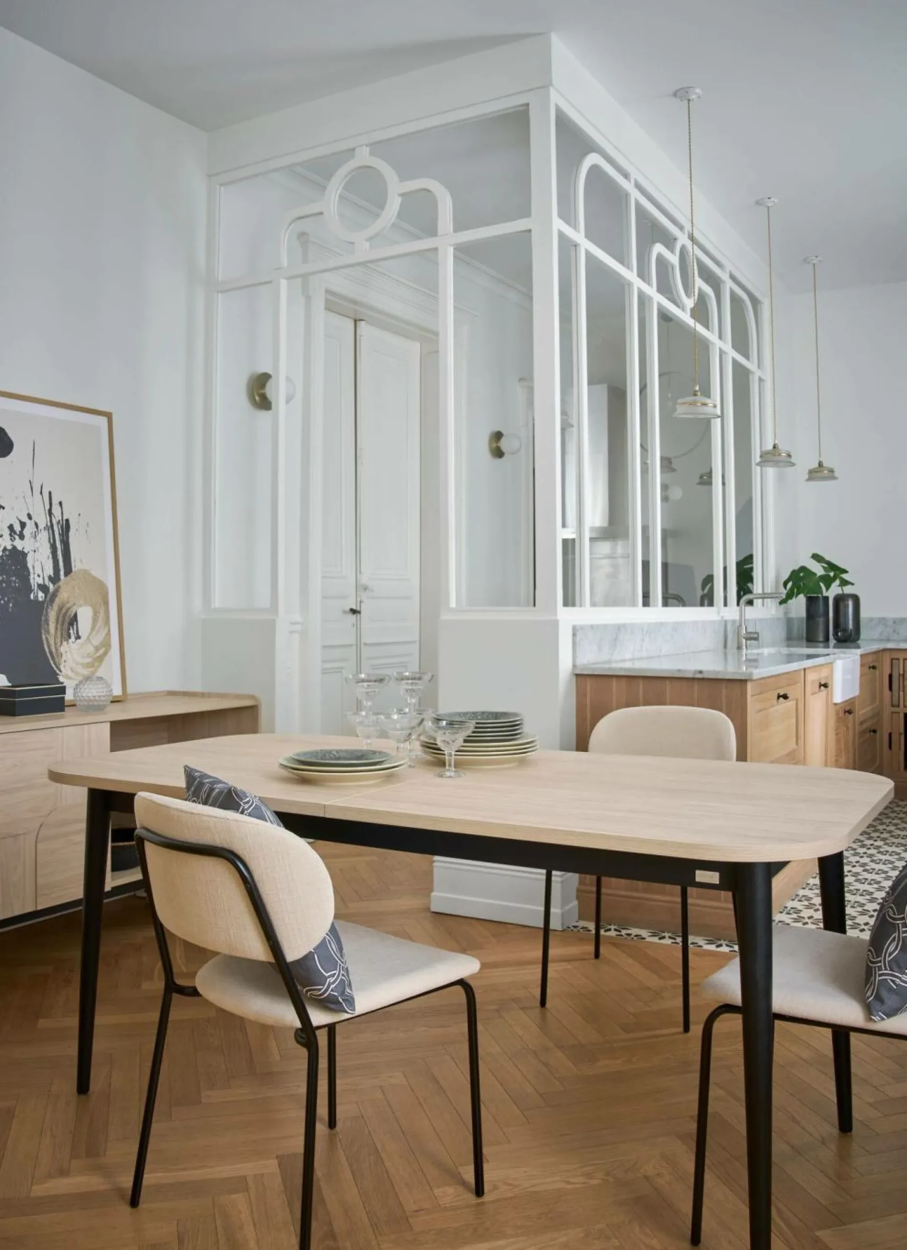 Buffet décor bois pieds métal 2 portes Mila