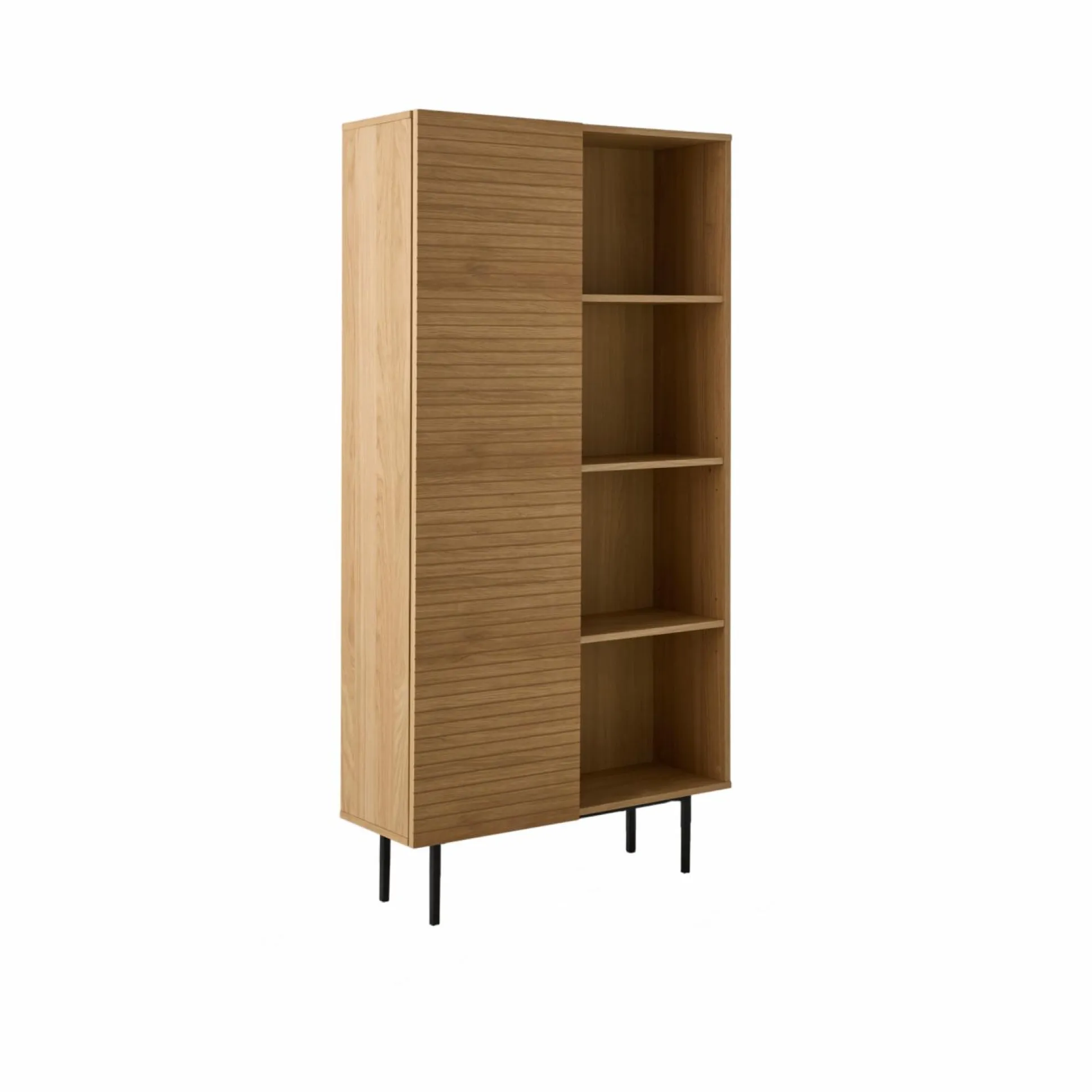 Buffet haut 1 porte bois pieds métal Alex