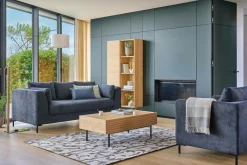 Buffet haut 1 porte bois pieds métal Alex