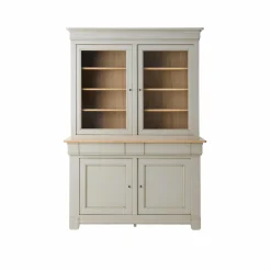 Buffet vaisselier bois massif 4 portes 3 tiroirs Embellie - Grège