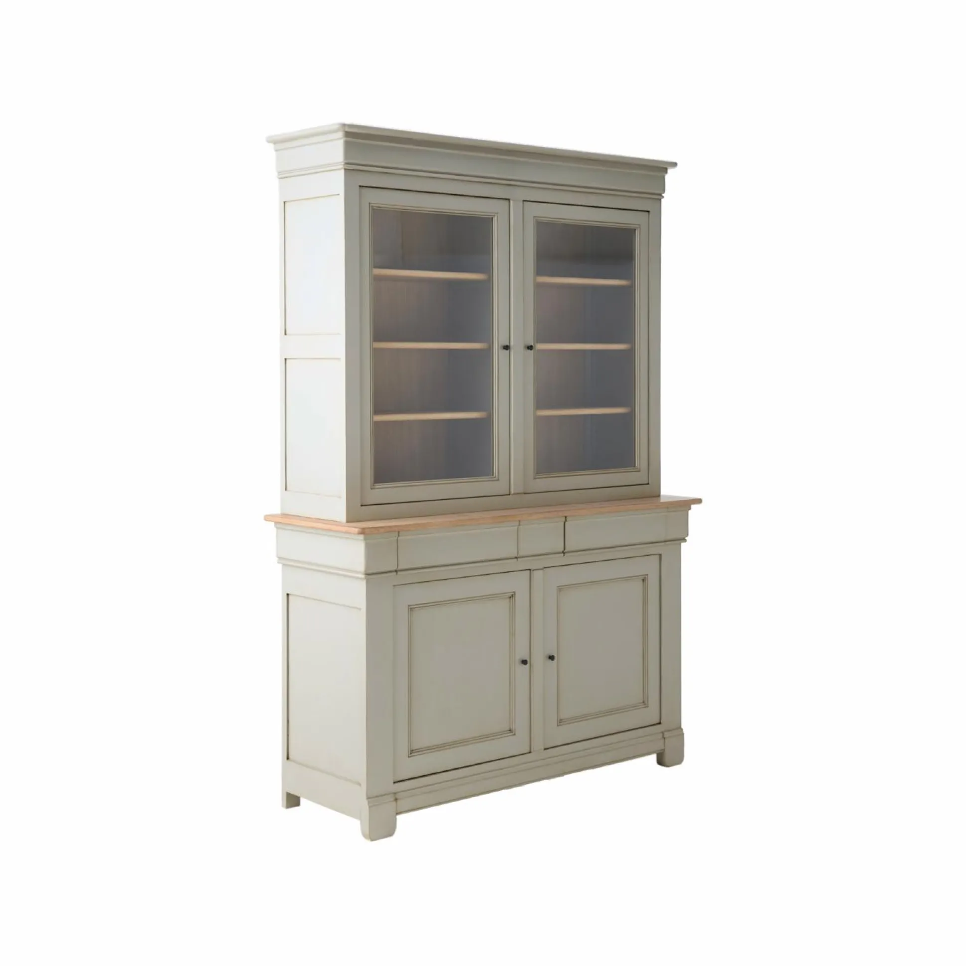 Buffet vaisselier bois massif 4 portes 3 tiroirs Embellie - Grège