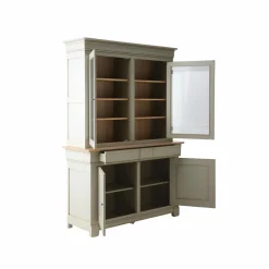 Buffet vaisselier bois massif 4 portes 3 tiroirs Embellie - Grège