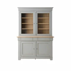 Buffet vaisselier bois massif 4 portes 3 tiroirs Embellie - Gris