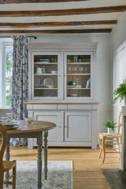 Buffet vaisselier bois massif 4 portes 3 tiroirs Embellie - Gris