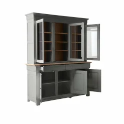 Buffet vaisselier bois massif 6 portes 3 tiroirs Embellie - Gris