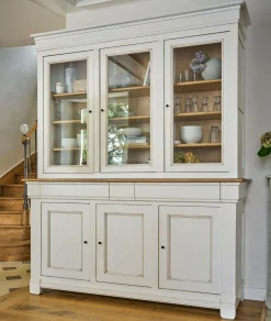 Buffet vaisselier bois massif 6 portes 3 tiroirs Embellie - Blanc