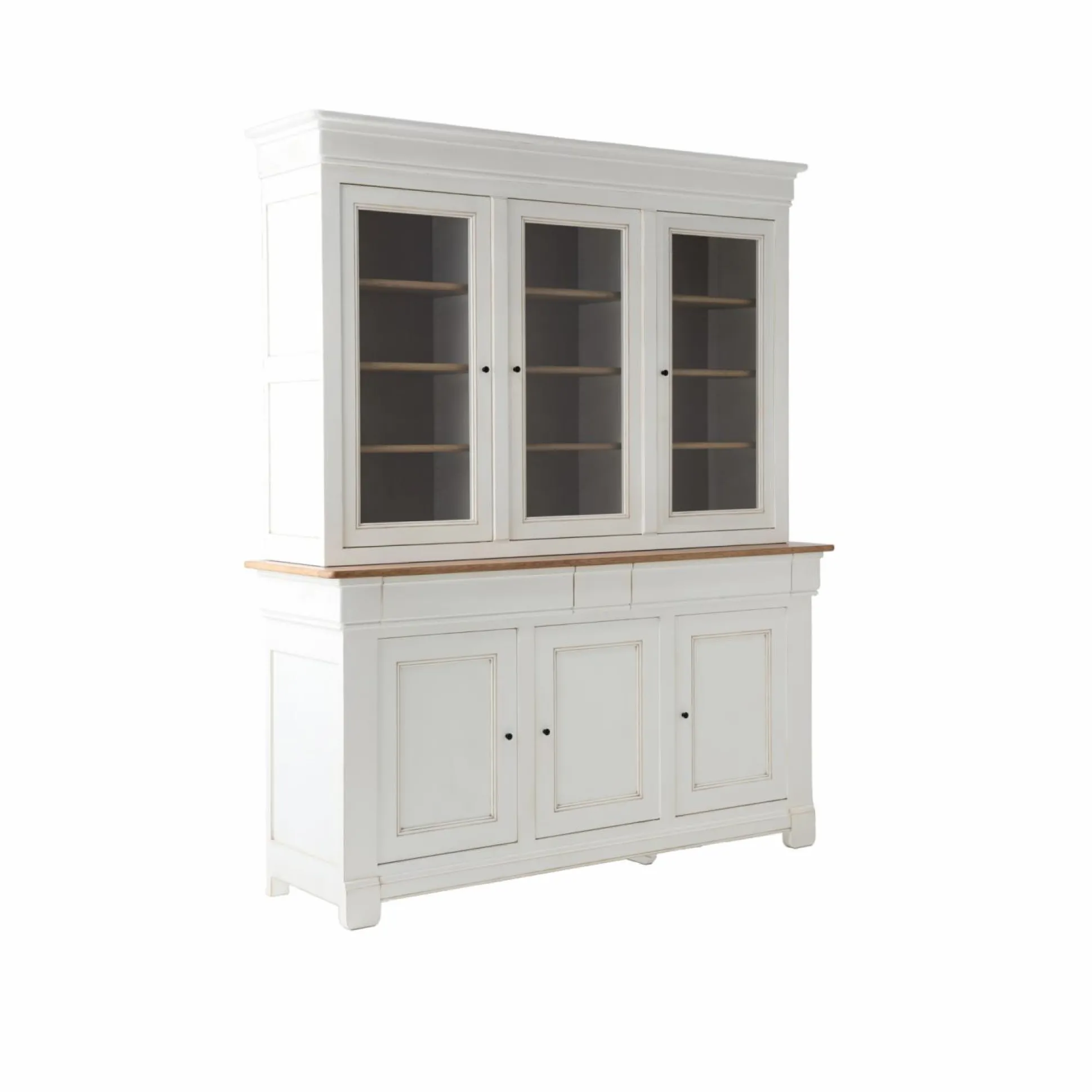 Buffet vaisselier bois massif 6 portes 3 tiroirs Embellie - Blanc