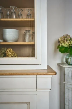 Buffet vaisselier bois massif 6 portes 3 tiroirs Embellie - Blanc