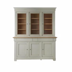 Buffet vaisselier bois massif 6 portes 3 tiroirs Embellie - Grège